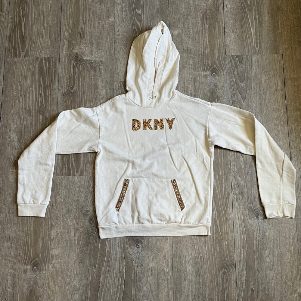DKNY Creme colored pullover hoodie
